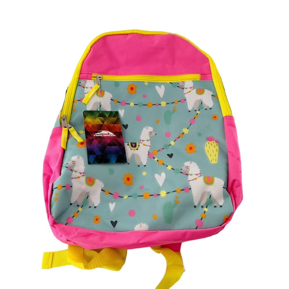 Trailmaker Girls' LLAMA Backpack Adjustable‎ Padded Straps School Pink 17 inch a